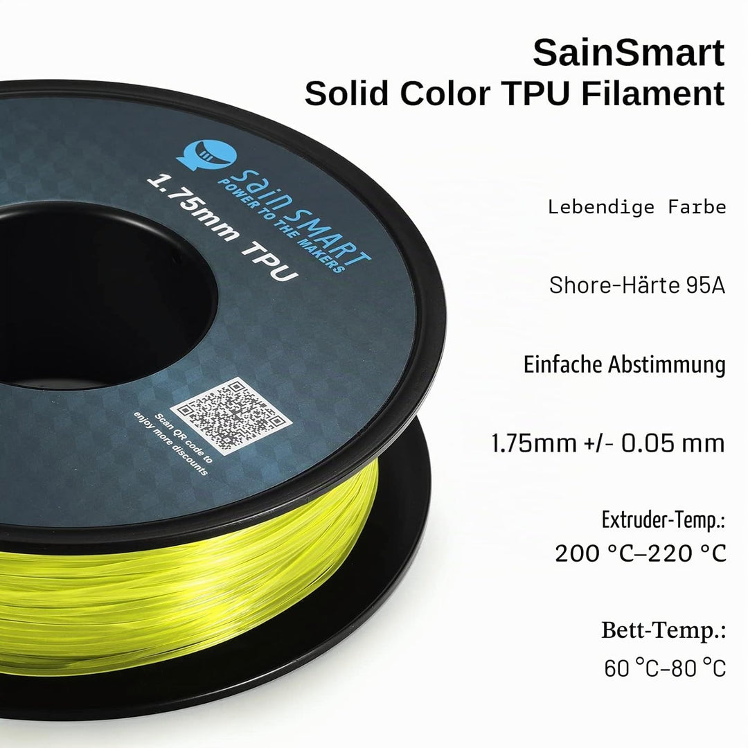 SainSmart TPU 3D-Drucker Filament, 1,75 mm, 0,8 kg, Gelb, gelb