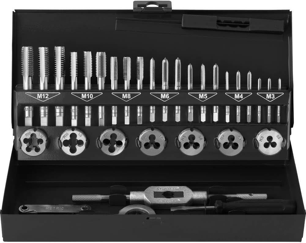 TOOLCRAFT TO-7015521 Gewindeschneidsatz 32teilig Stahl M3 x 0.50, M4 x 0.70, M5 x 0.80, M6 x 1, M8 x