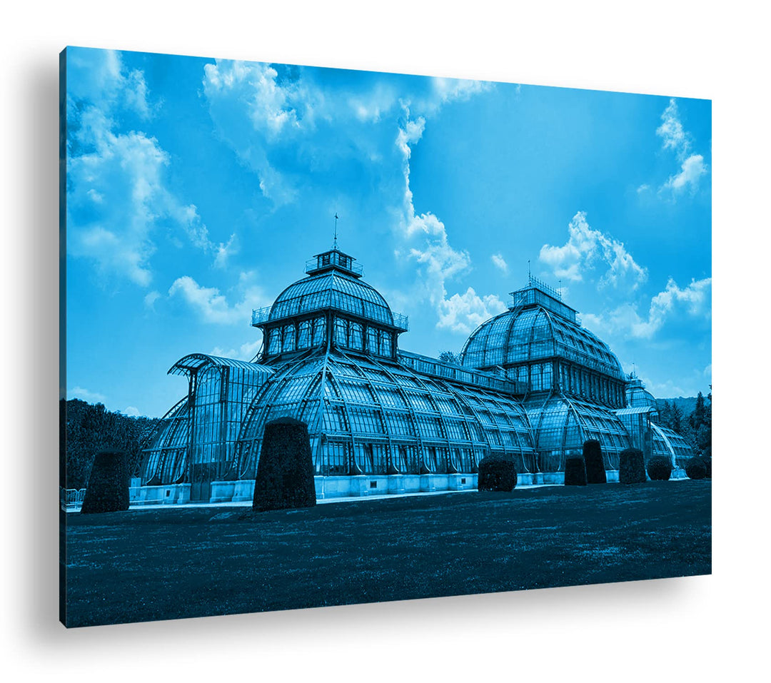 deyoli das Palmenhaus in Schönbrunn Wien Format 100x70 Effekt: Monocrome Blau als Leinwandbild, Moti