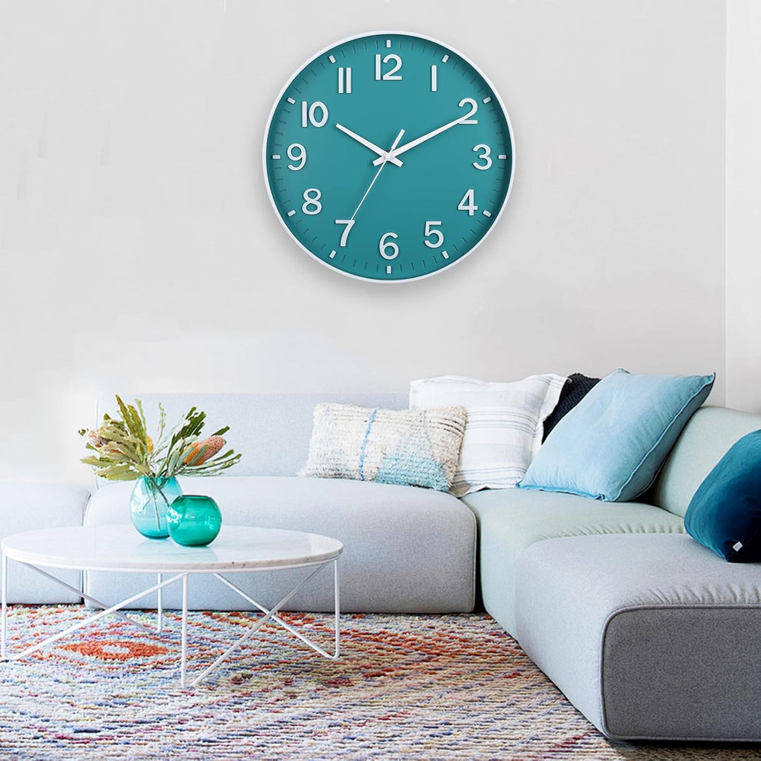 HZDHCLH 30cm Lautlos Wanduhr Schleichende Sekunde mit Arabisch Ziffer ohne Ticken für Dekoration Woh