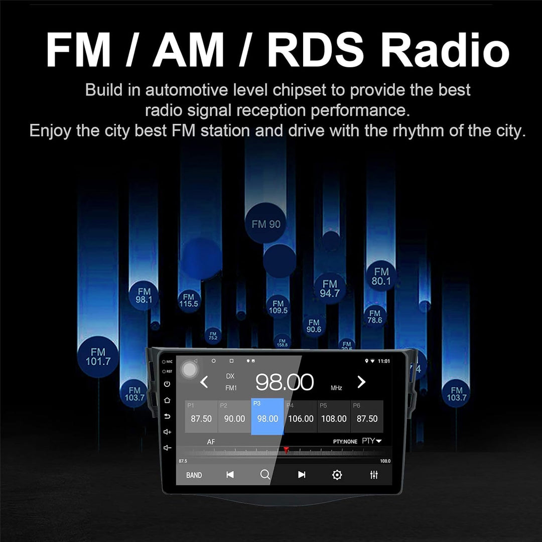 EZoneTronics 2DIN Android 10.1 Autoradio Stereo 9 Zoll für Toyota RAV 4 2007-2012 Kapazitive Touchsc