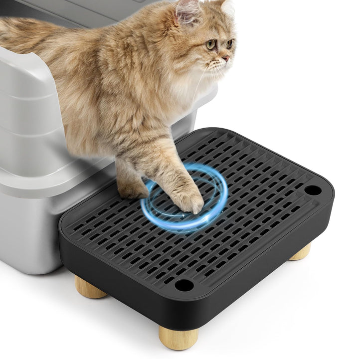 Erhöhte Katzenklo-Rampe, Katzentreppe mit Holzfüssen, Katzenstreu-Filterpedal für automatische selbs