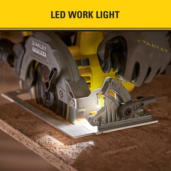 Stanley FatMax V20 Akku-Handkreissäge SFMCS550B (18V, bürstenlos, werkzeuglose Schnitttiefen- und Wi