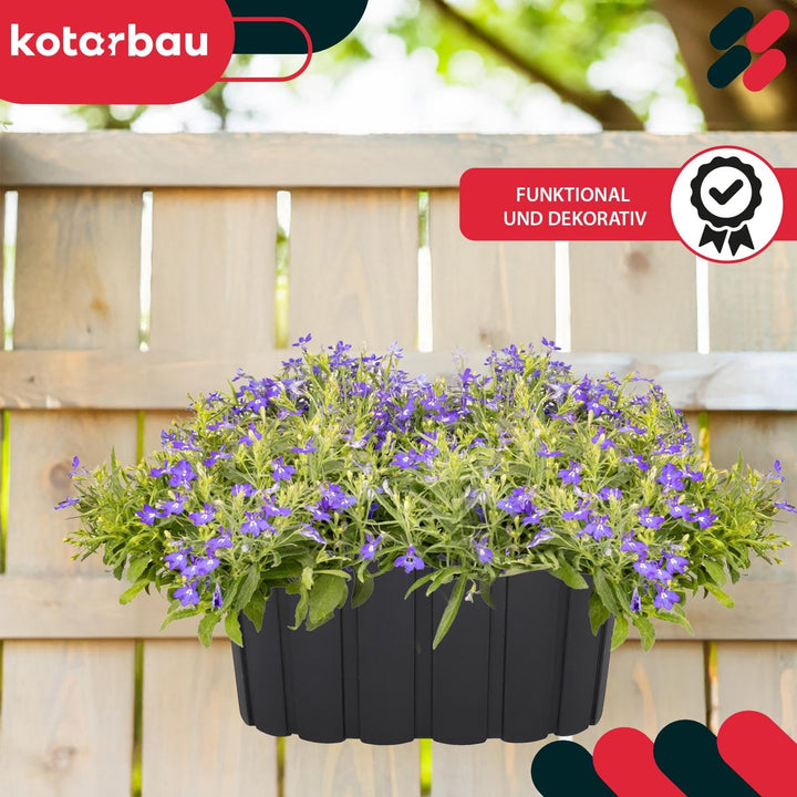 KOTARBAU® 4er Set Blumentopf Hängend - Pflanzkübel - 20 x 14 cm H: 13 cm Anthrazit - Übertopf Kunsts