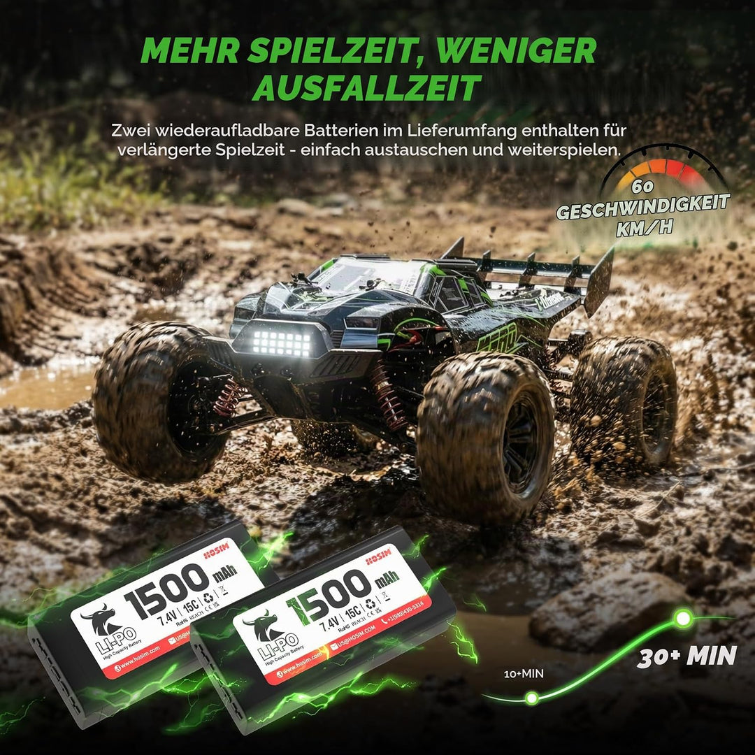 Hosim 1:10 Ferngesteuertes Auto Bürstenlose Schnell RC Auto 60 km/h für Erwachsene und Kinder, Offro