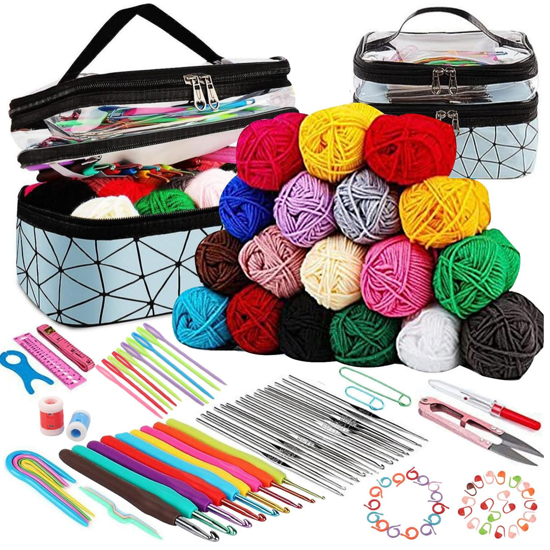 Relland Häkelset für Anfänger 105 Stück Häkelnadel Set, Stricken für Anfänger Paket Häkel Set Häkeln