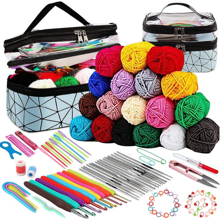 Relland Häkelset für Anfänger 105 Stück Häkelnadel Set, Stricken für Anfänger Paket Häkel Set Häkeln