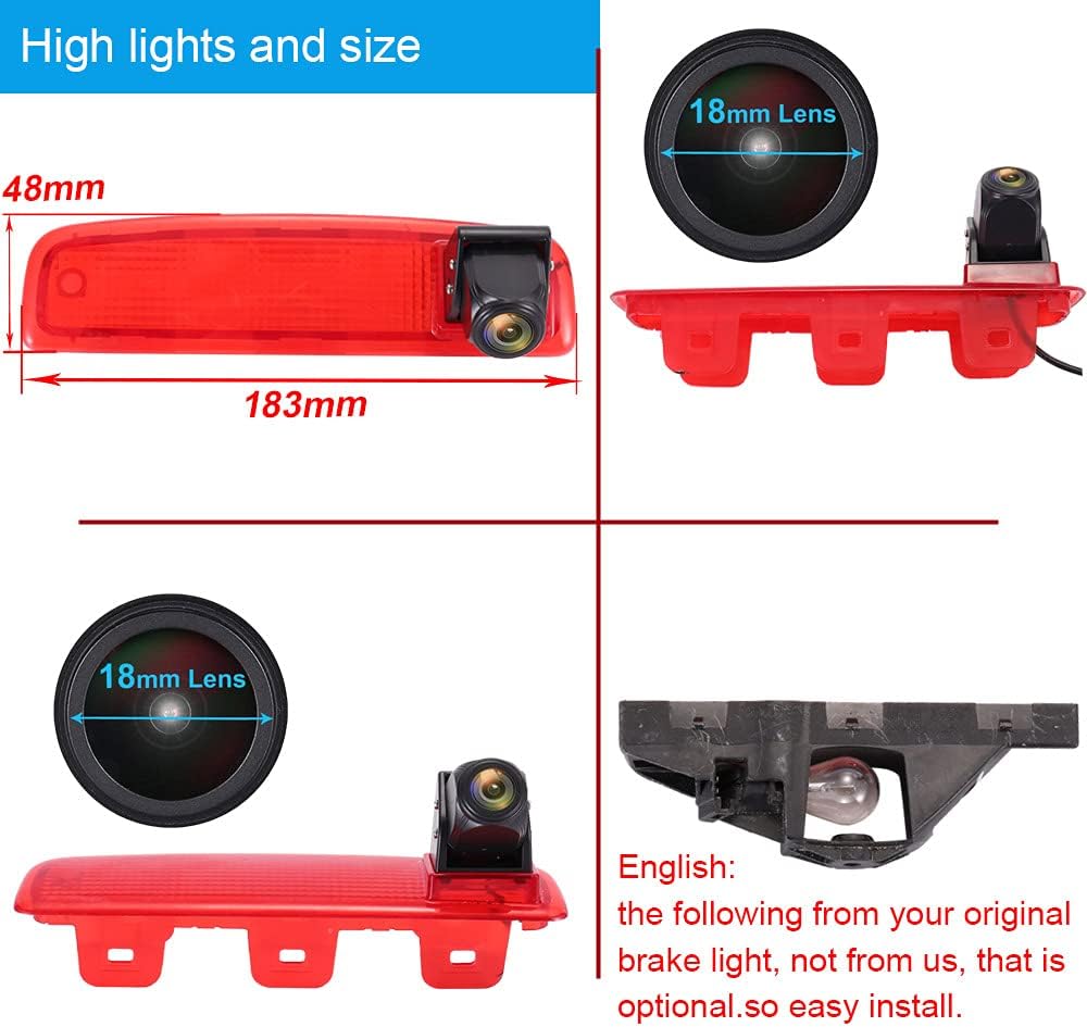 「18mm Linse Top Qualität Rückfahrkamera + 7 Zoll TFT LCD Bildschirm Monitor」Auto Dach Rückfahrkamera