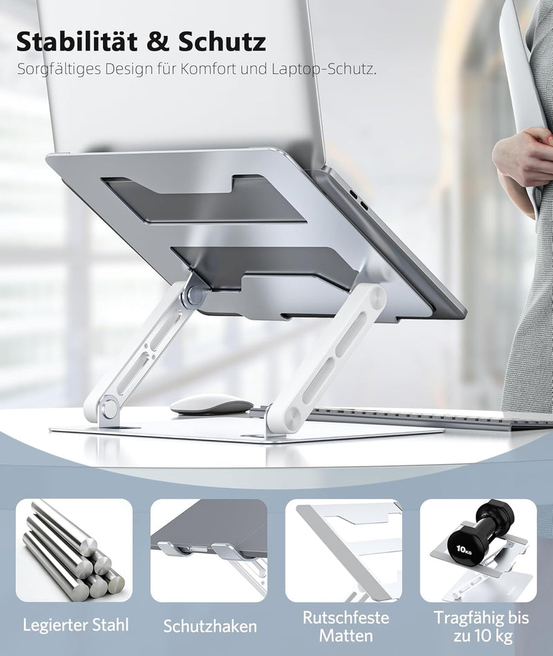 BoYata Laptop Ständer Höhenverstellbar, Ergonomischer Notebook Ständer, Belüfteter Laptopständer für