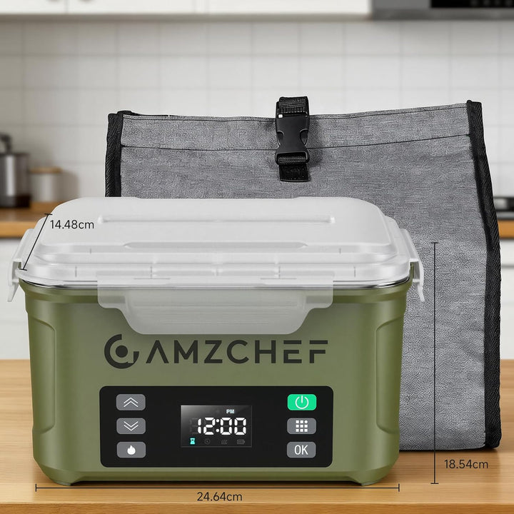 AMZCHEF Elektrische Lunchbox mit 27000 mAh Akku - Tragbare 1.5L Beheizbare Lunchbox mit 5-seitiger E