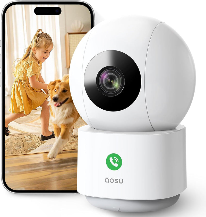 aosu 2K Überwachungskamera Innen WALN Kamera babyfone Handy Indoorcam, babyphone Bewegungsmelder Nac