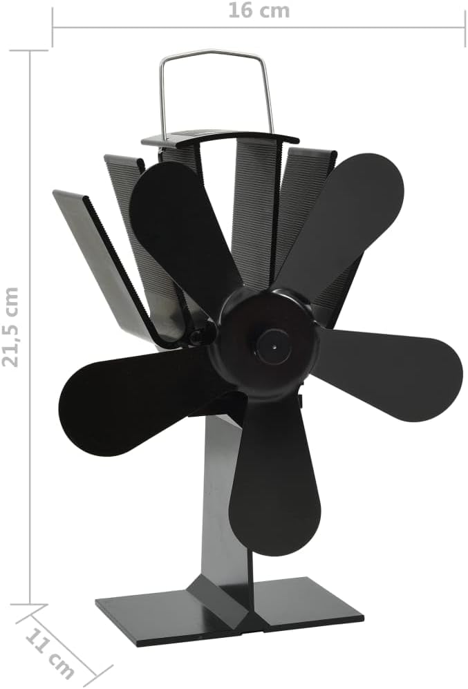 vidaXL Wärmebetriebener Kaminventilator 5 Blätter mit feuerfesten Drähten Stromlos Kaminofen Ventila