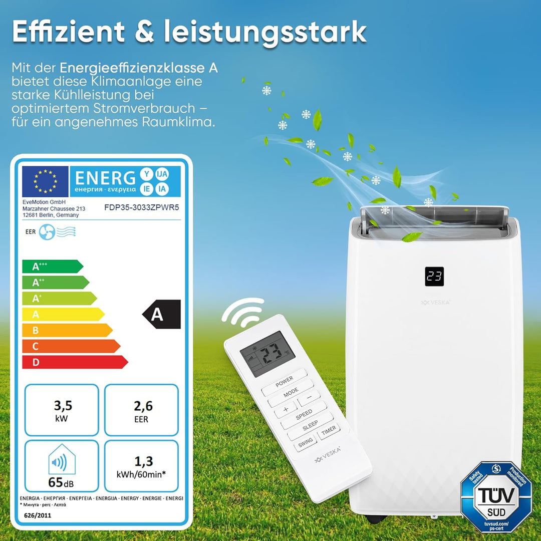 Klimaanlage Mobil 12000 BTU/h (3.500 Watt) - Mobiles Klimagerät 4in1 mit WiFi/App Monoblock Kältemit