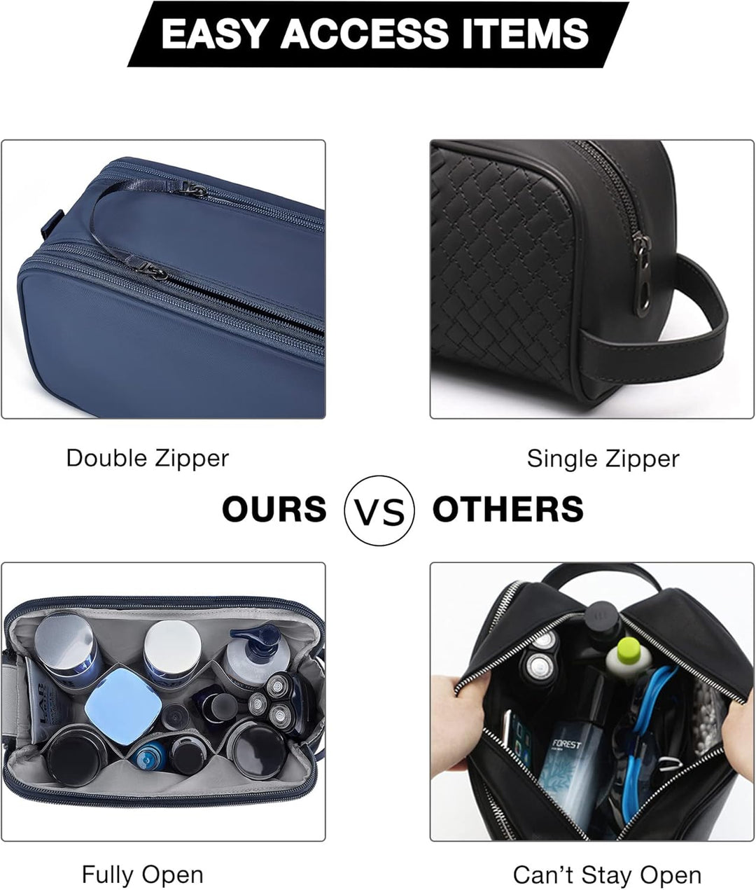 BAGSMART Kulturtasche für Herren,Travel Toiletry Organizer Dopp Kit Wasserabweisende Rasiertasche fü