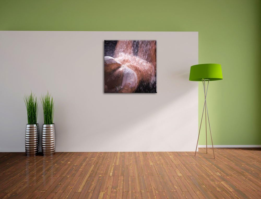 Pixxprint Frau im Bikini unter Einer Dusche als Leinwandbild | Grösse: 70x70 cm | Wandbild | Kunstdr