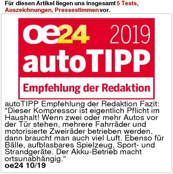 AGT Luftpumpe für Autoreifen: Akku-Kompressor-Luftpumpe für Reifen, Bälle u.v.m., LCD, bis 116 psi (