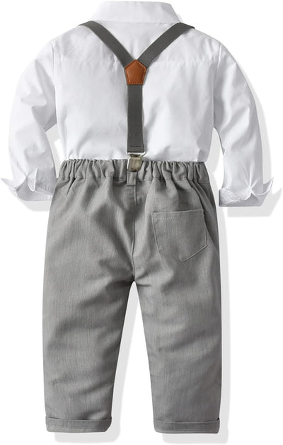 Baby Jungen Anzug Bekleidungssets Kleid Strampler hosenträger Fliege Krawatte 4tlg Anzug Gentleman F