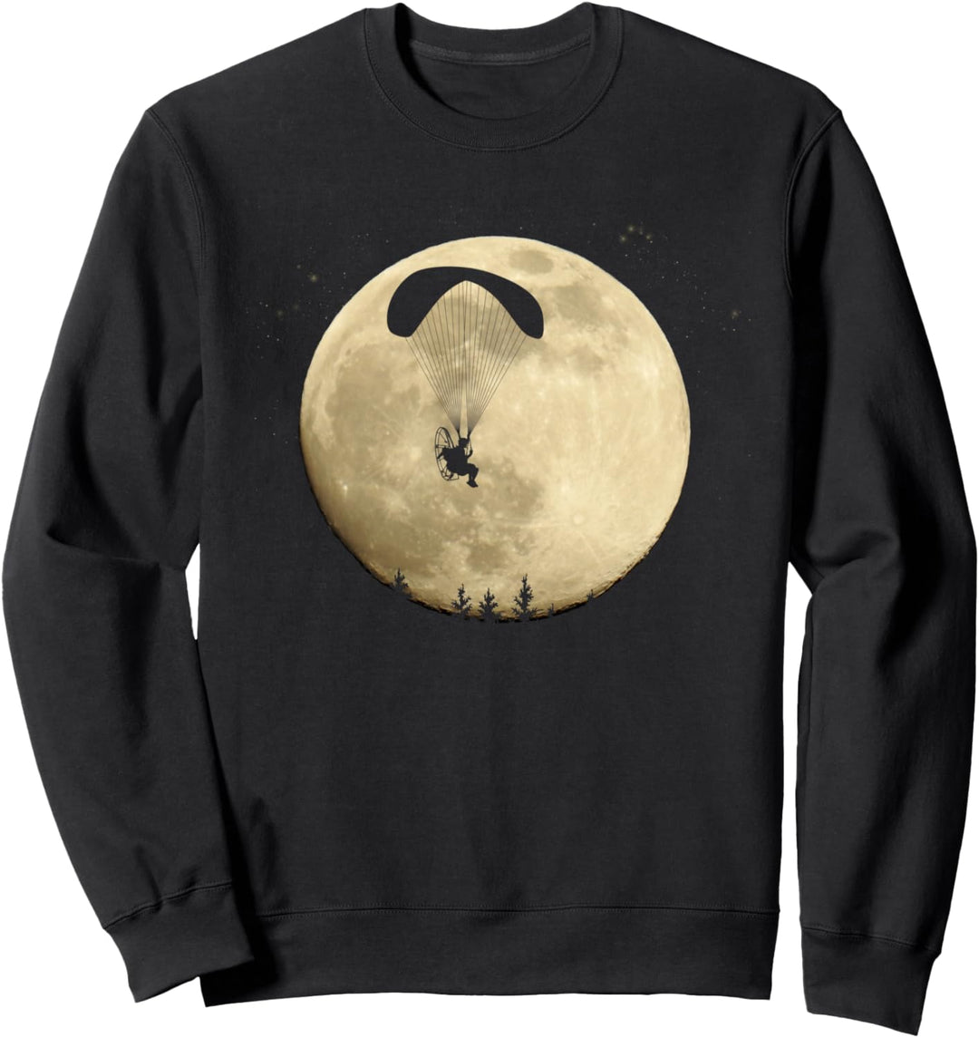 Paragleiten Paramotor Mond Gleitschirmfliegen bei Vollmond Sweatshirt