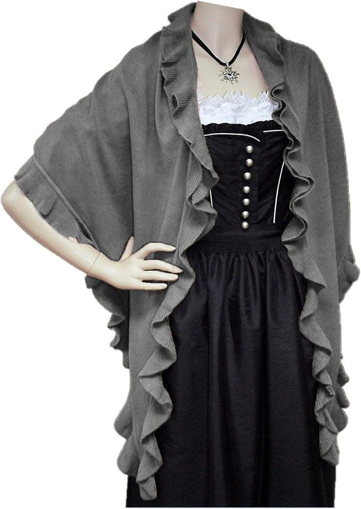 Poncho Cape Trachtentuch Umhang Stola Schultertuch Trachten-Tuch Damen Strickponcho Tracht Strick Tr