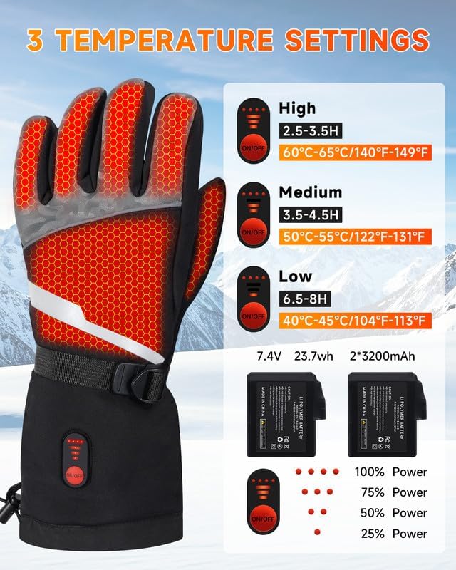 SOPPY Beheizbare Handschuhe Unsex, Beheizte Sporthandschuhe Skihandschuhe Herren Damen,Fahrradhandsc