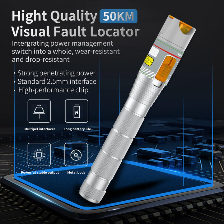 50-km-Glasfaser-Visueller Fehlerlokalisierer mit FC/LC-Adapter-Kit, VFL inklusive Singlemode 9/125 µ