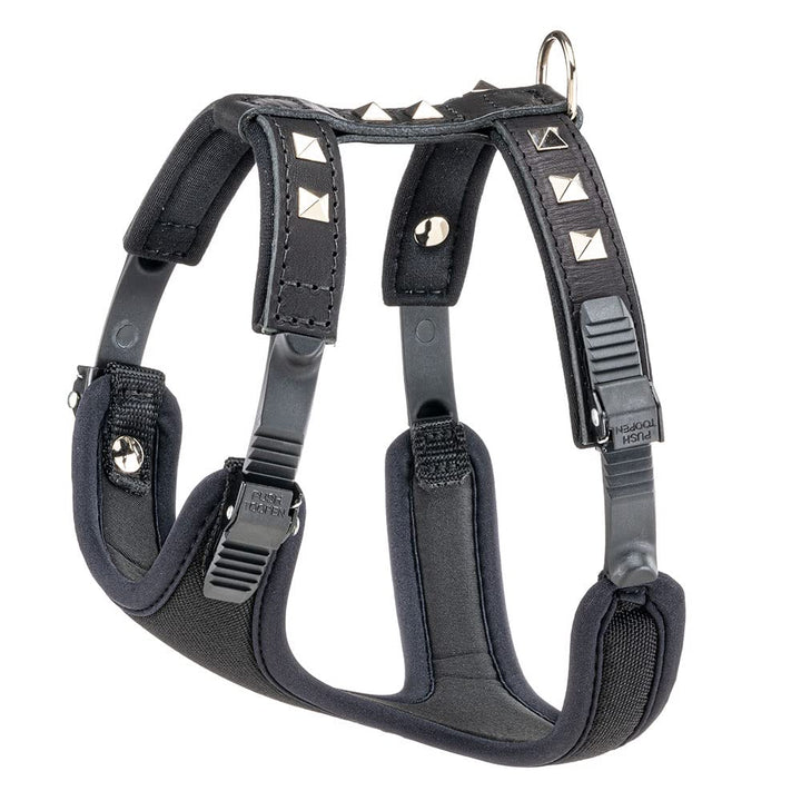 Ferplast Hundegeschirr kleine Hunde GIOTTO LUXOR SMALL, aus echtem Leder mit silbernen Nieten, Halsu