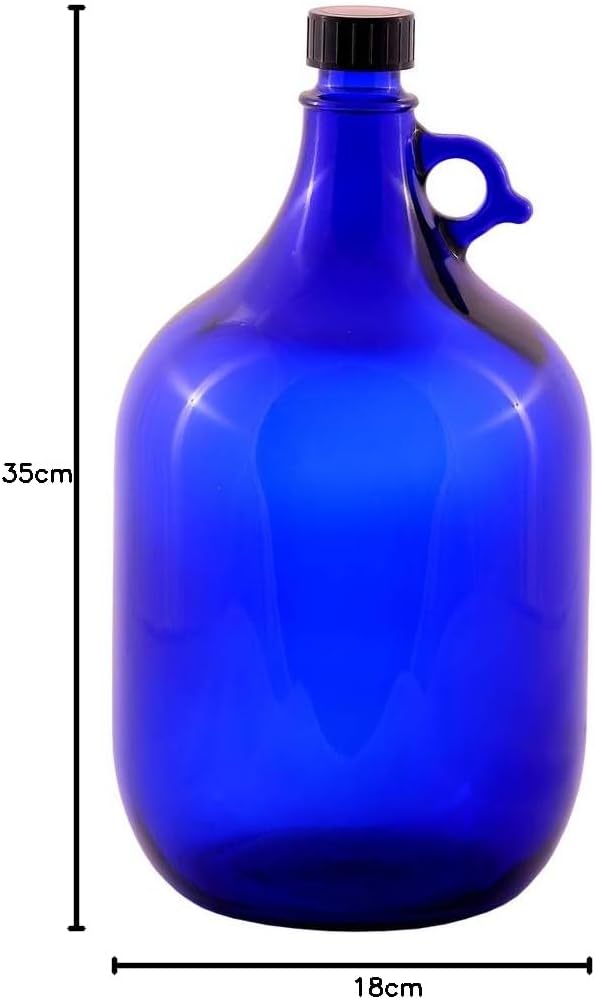 Albert's Premium Selection 5 Liter Henkelflasche/Glasballon, blau, inkl. schwarzem Deckel (1), 1