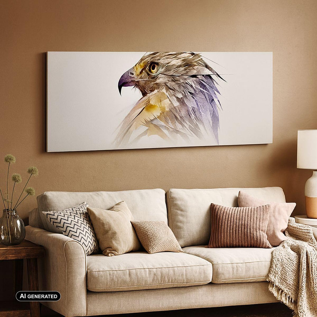 Panorama Bilder auf Leinwand 100x40cm Leinwandbild Adler Vogel Feder Gross Wanddeko Bild Schlafzimme