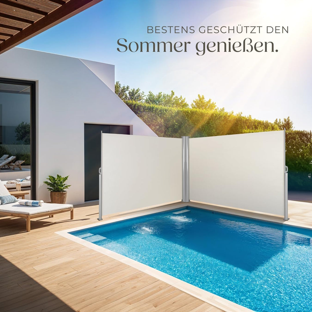 tectake Aluminium Doppel- Seitenmarkise Sonnenschutz Sichtschutz Gehäuse und Standpfosten - Diverse