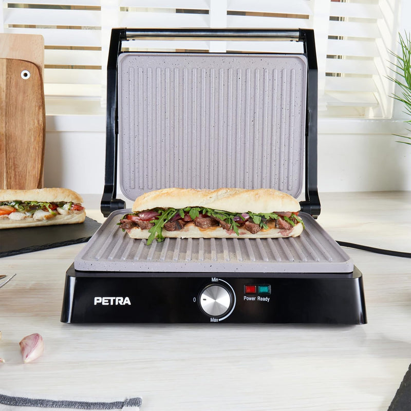 Petra PT4076VDEEU10 XL 180° Elektrogrill und Panini-Presse - Sandwichtoaster mit marblestone Antihaf