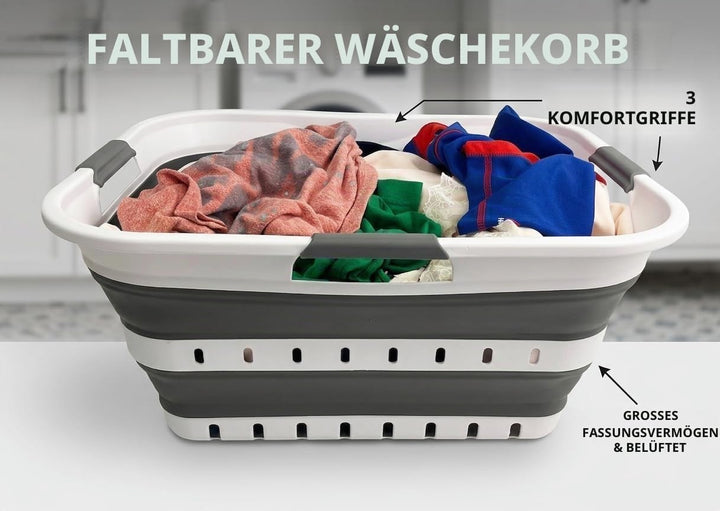SAMMART 42L Zusammenklappbarer Wäschekorb aus Kunststoff – faltbarer Pop-Up-Aufbewahrungsbehälter/Or