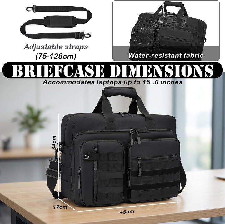 17,3 Zoll taktische Laptoptasche Arbeitstasche Herren Militär-Rucksack | Aktentasche wasserabweisend