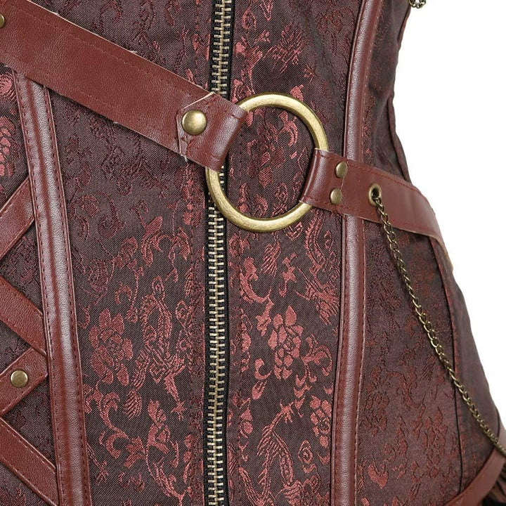 Corsagenkleid Steampunk Corsage Bustier Damen Piraten Leder Korsett Kleid Rock GothicüberGrössen Hal