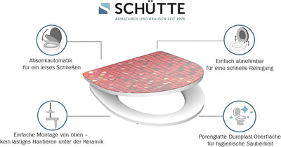 SCHÜTTE 82588 Duroplast High Gloss WC-Sitz RED GLITTER mit Absenkautomatik und Schnellverschluss, Mo