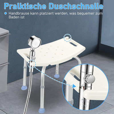 Joparri Duschhocker Duschstuhl für Senioren, Anti-Rutsch Badhocker Höhenverstellbar 35-55cm, Alumini