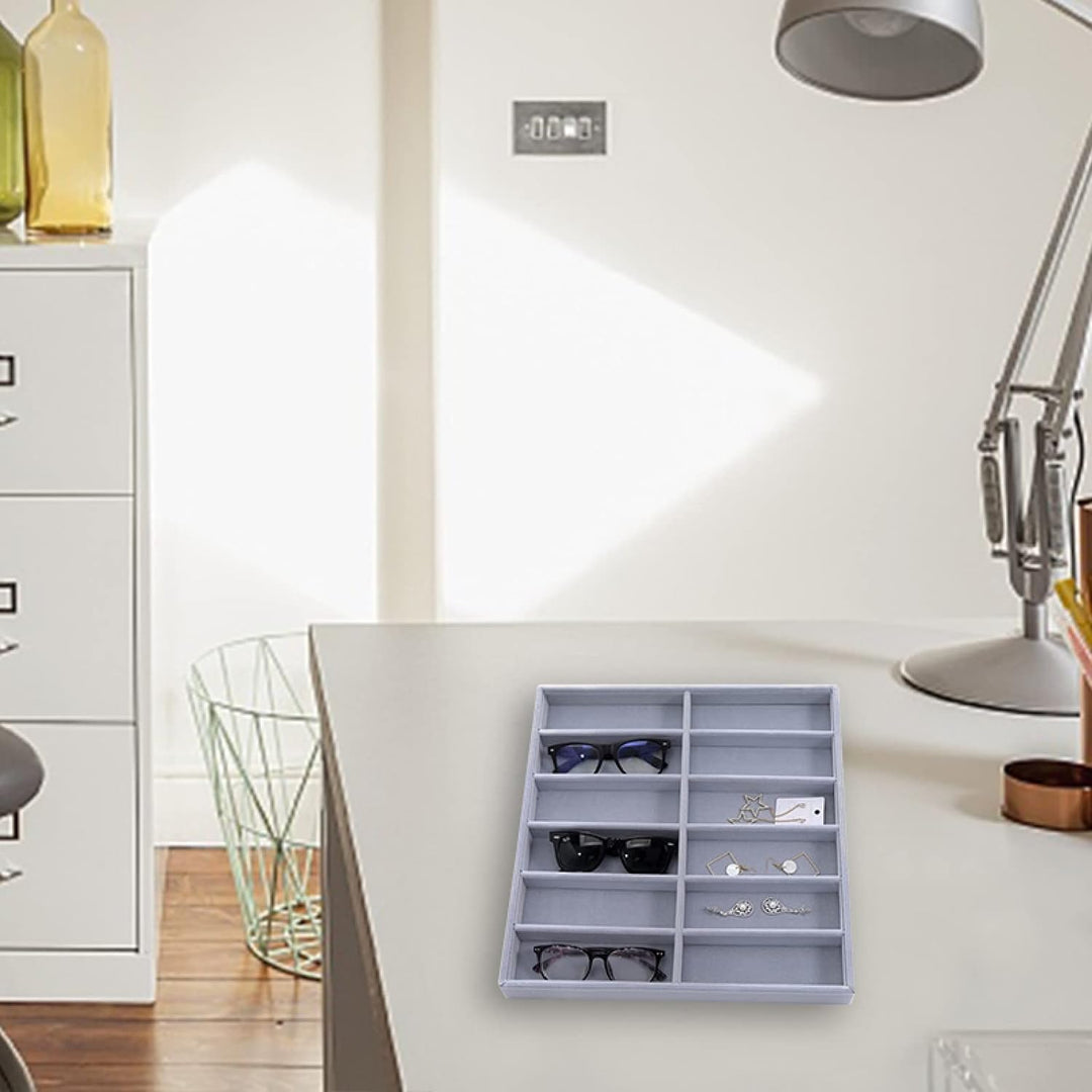 Sonnenbrillen Aufbewahrung, 12 Gitter Sonnenbrillenhalter Holz Brillenbox Brillen Organizer Aufbewah