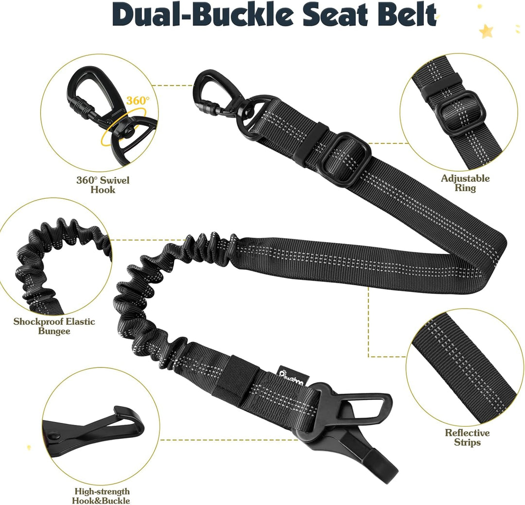 Pawaboo Hunde Sicherheitsgurt für Auto, Hundegeschirr mit Zwei Clips, Verstellbar Haustierweste und