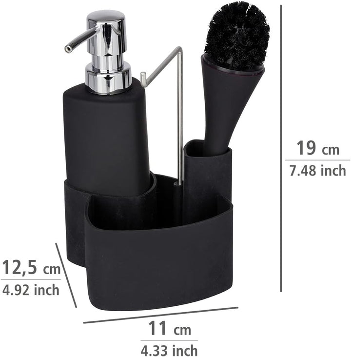 WENKO Spül-Set Mod. Empire, 4 in 1 - Spülmittelspender, Spülbürste, Spültuchhalter & Organizer, hoch