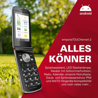 Emporia emporiaTOUCHsmart 2, schwarz, Grosstastenklapphandy Single, Single
