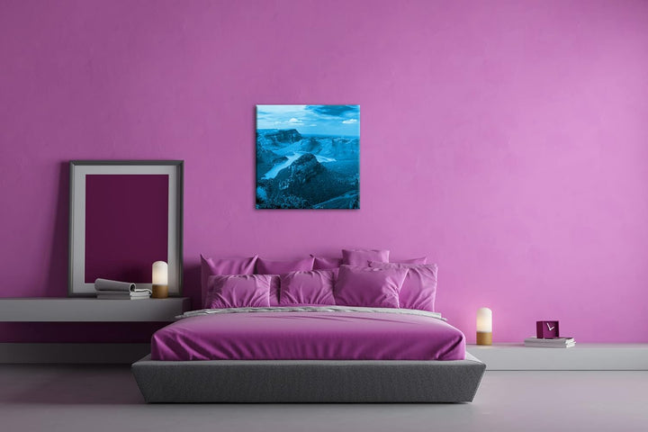 deyoli Traumhafter Küstenlandschaft in Afrika Format: 60x60 Effekt: Monocrome Blau als Leinwand, Mot