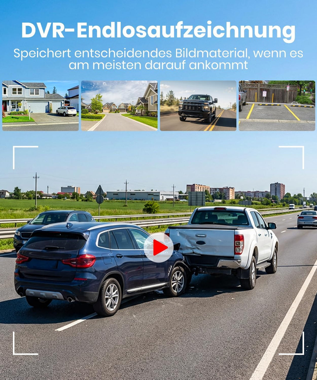AUTO-VOX Dual Rückfahrkamera Kabellose Solar : 6" 16:9-HD Display, Zwei Antennen Starkes Signal, Spl