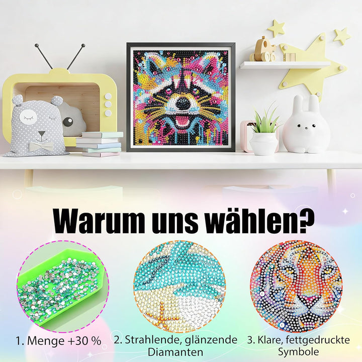 Yunruily 6er Set Diamond Painting Kinder - Funny Tiere Diamant Painting Kinder,Diamond Painting Kind
