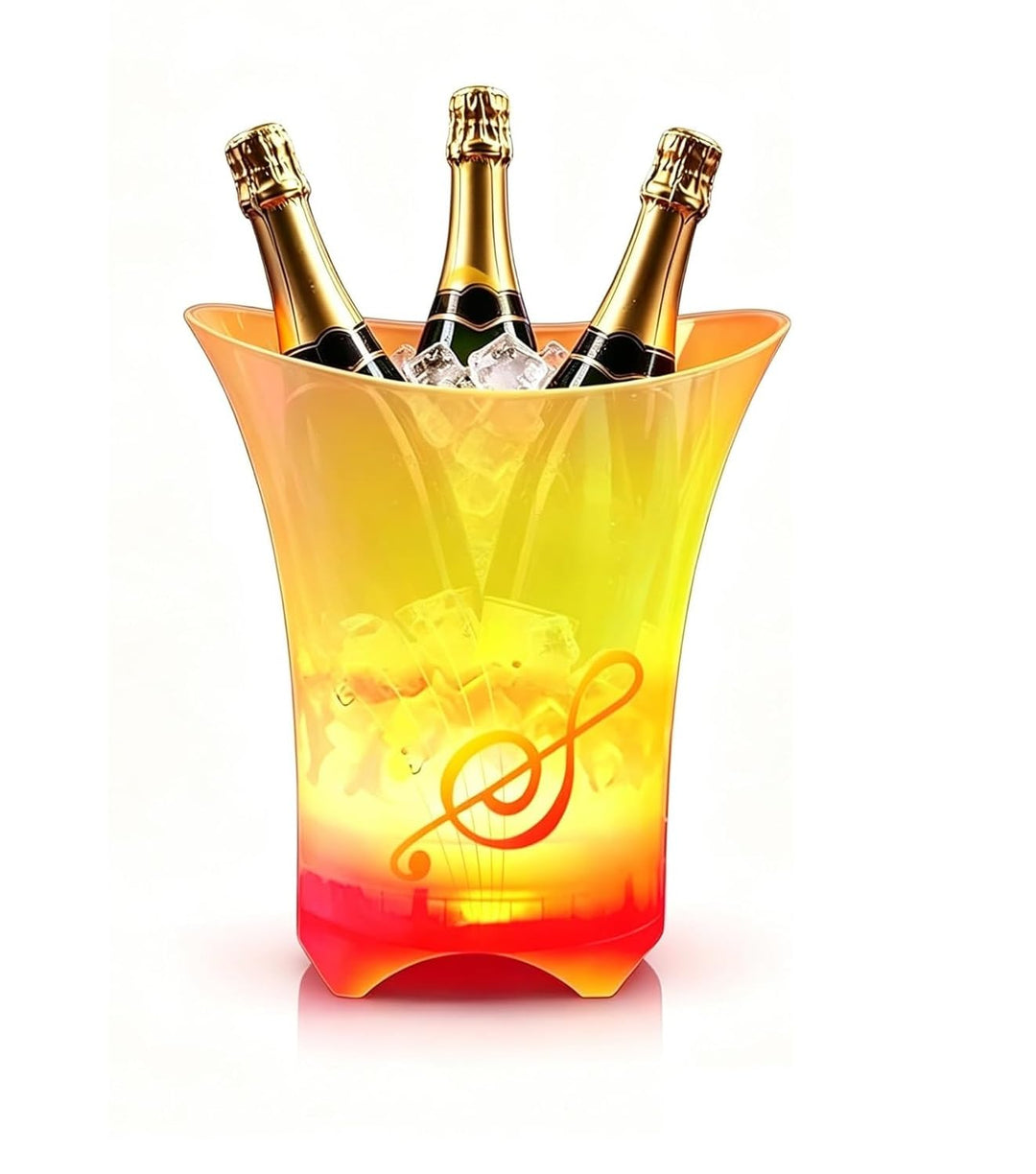 DASIAUTOEM LED Eiskübel 5L, Multicolor LED Sektkübel, Eisbehälter mit Farbverlauf Lautsprecher, Cham