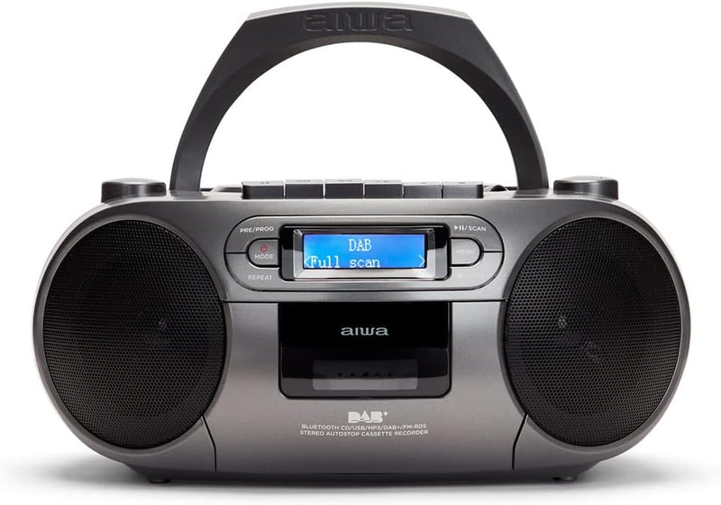 Aiwa BBTC-660DAB/MG: Tragbares Radio mit CD, Bluetooth und USB, Cassettes, RDS, FM PLL, Dab+, Fernbe