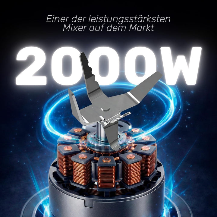 Taurus - Hochleistungs-Mixer mit 2000 W | Glaskanne 1,8 l | abnehmbare Edelstahlklingen | 2 automati