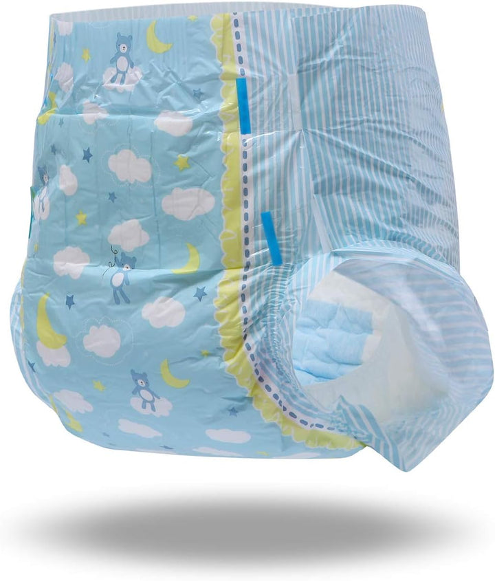 LittleForBig 5500-5800 ml Erwachsenen Gedruckten Windeln 10 Stück - Kleine Träume (M) Blau M, Blau M