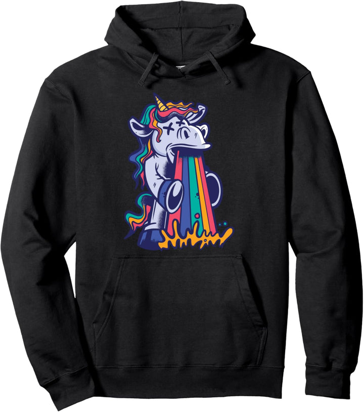 Puking Unicorn Funny Rainbow Magical Puke Rainbows Pullover Hoodie