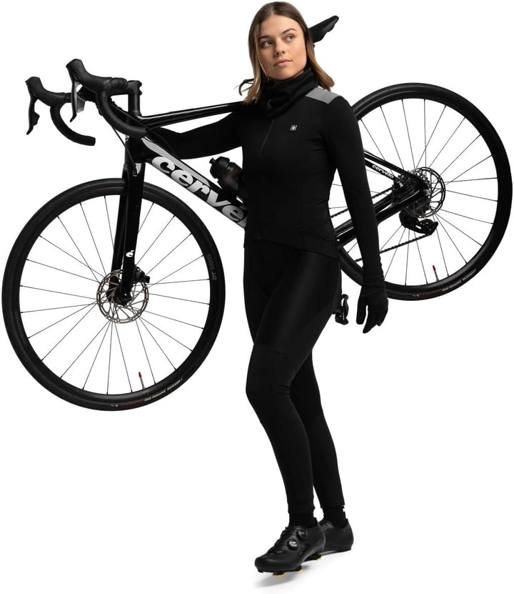 SIROKO M4 Radtrikot Damen Langarm Thermo-Fahrradbekleidung Atmungsaktives Italienisches Gewebe, S Sc