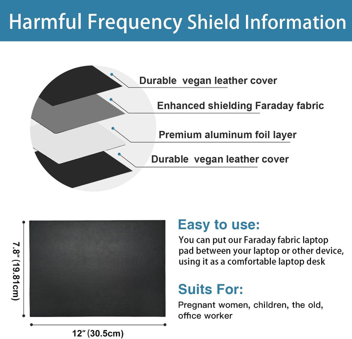 Laptop Pad Protection, 30 * 40 cm, EMF-Schutz-Laptop-Pad, Strahlungsblockierendes Computer-Pad, EMF-