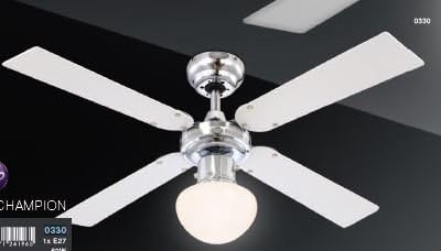 Globo E27 Deckenventilator mit Chrom Klingen, silberfarben/Weiss 105 cm Wendeblätter